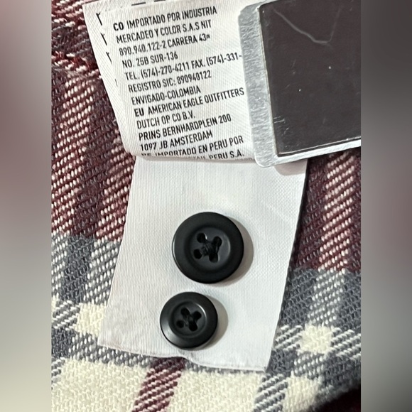American Eagle Flannel Shirt Long Sleeve Button Down Multicolor 100% Cotton - Picture 12 of 13